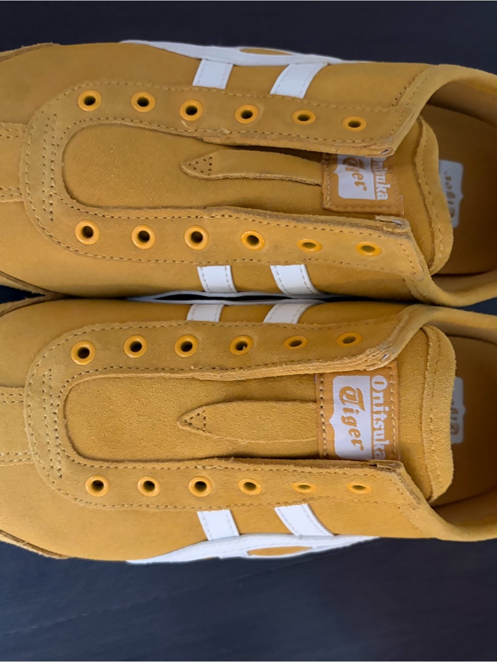 Onitsuka Tiger by Asics Yellow Suede Low-Top Sneakers with White Stripes
